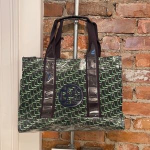 Tory Burch green/navy tote